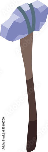 Stone hammer weapon tied to a wooden handle representing ancient tools used for hunting