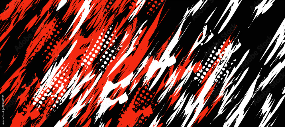 Vector illustration of abstract red and white texture on black ...