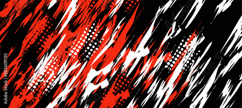 Vector illustration of abstract red and white texture on black background