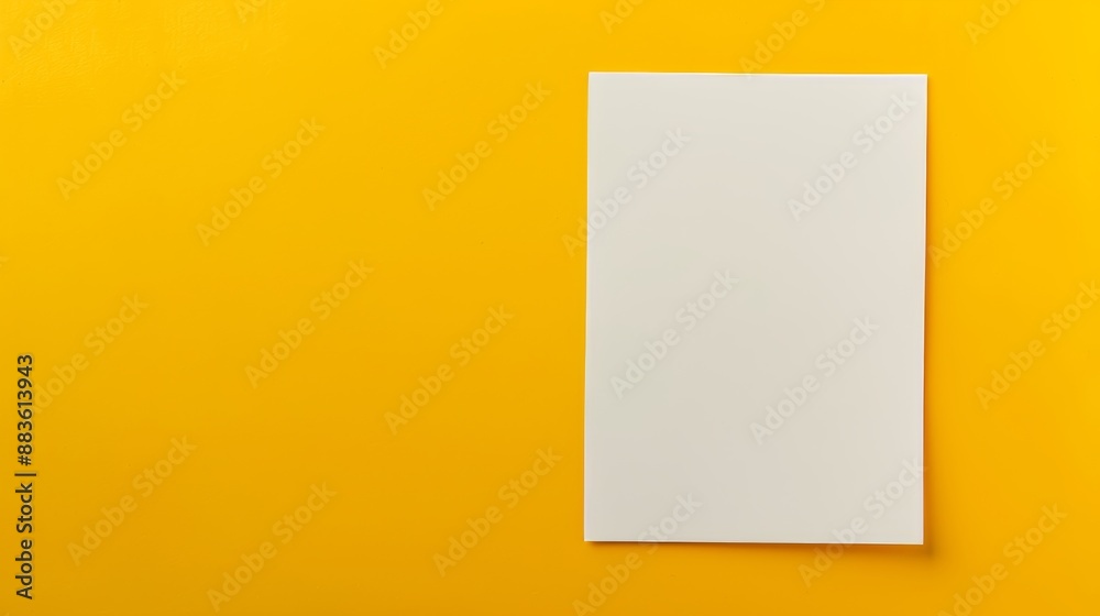Empty white paper sheet isolated on yellow background Empty white paper sheet isolated on yellow background