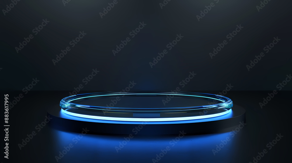 Round base with blue light radiating from the edges