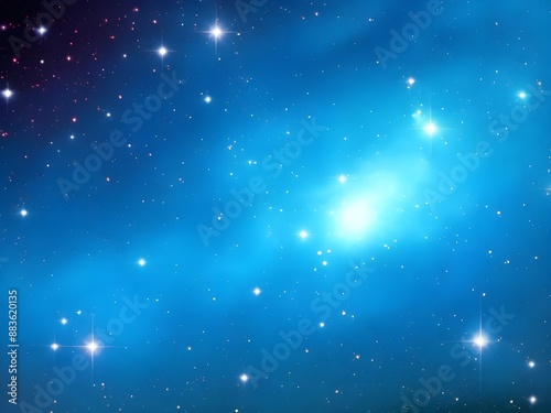 Bright blue nebula with stars on a smooth background, highlighting the vastness and beauty of the cosmic universe