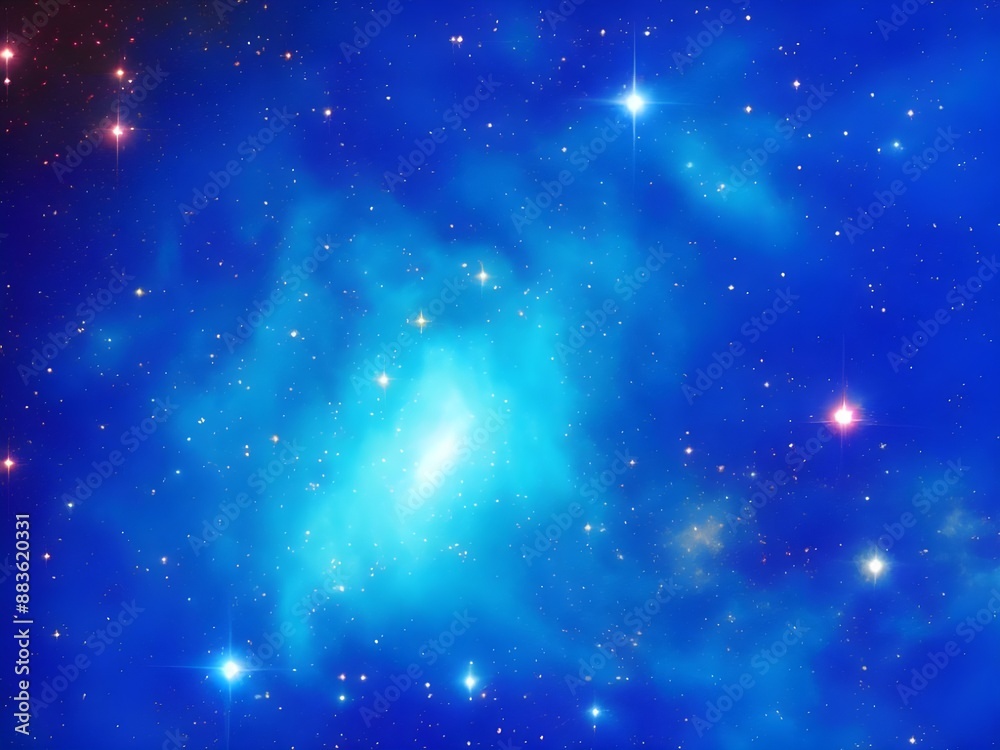 Bright blue nebula with stars on a smooth background, highlighting the vastness and beauty of the cosmic universe Bright blue nebula with stars on a smooth background, highlighting the vastness and beauty of the cosmic universe