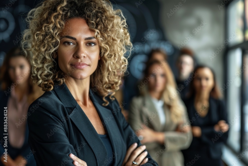 Confident female leader mentoring her team, guiding them towards success with her wisdom and expertise. Confident female leader mentoring her team, guiding them towards success with her wisdom and expertise.