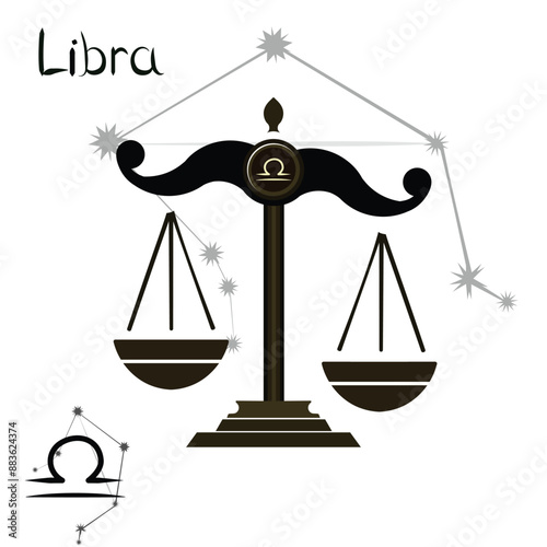 Set of zodiac Libra zodiac minimal style in black tone with golden ratio.