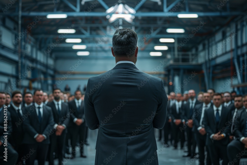 Confident male leader empowering employees to take ownership and initiative, driving organizational success. Confident male leader empowering employees to take ownership and initiative, driving organizational success.