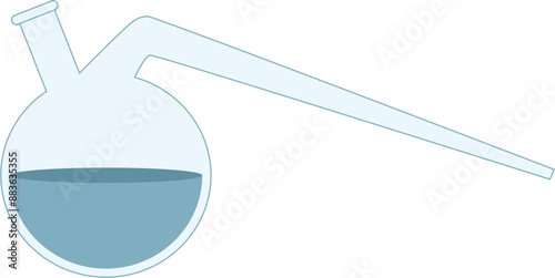 Retort Flask Laboratory Glassware Vector Flat Illustration
