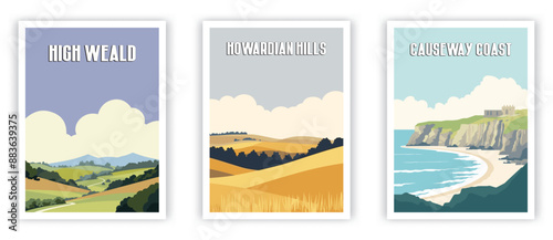 Schilderij op canvas High Weald, Howardian Hills, Causeway Coast Illustration Art