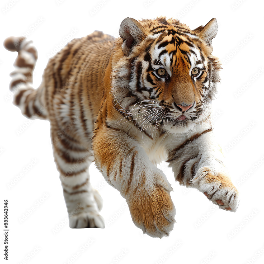 Obraz premium A Tiger isolated on a transparent background for web, banner, wallpaper