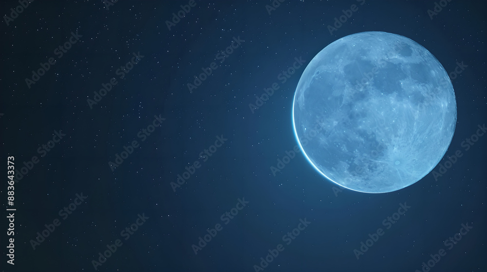 Obraz premium Stunning Blue Moon in Night Sky with Stars