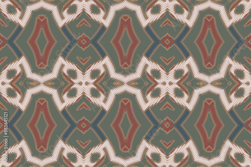 Wallpaper Mural Ikat ethnic Indian seamless pattern. Design for background, wallpaper, vector illustration, fabric. Ikat ethnic seamless pattern design. Aztec fabric carpet. Torontodigital.ca