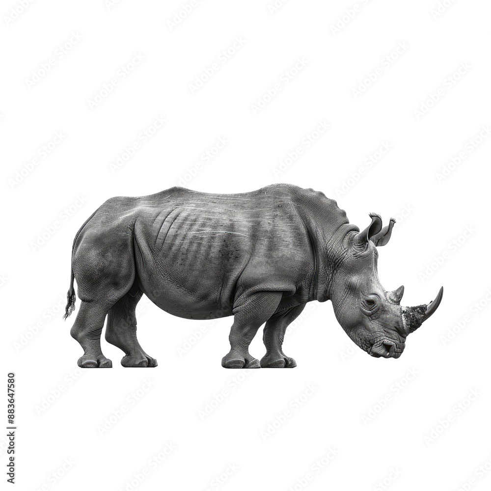 Rhinoceros isolated on a transparent background for web, banner, wallpaper