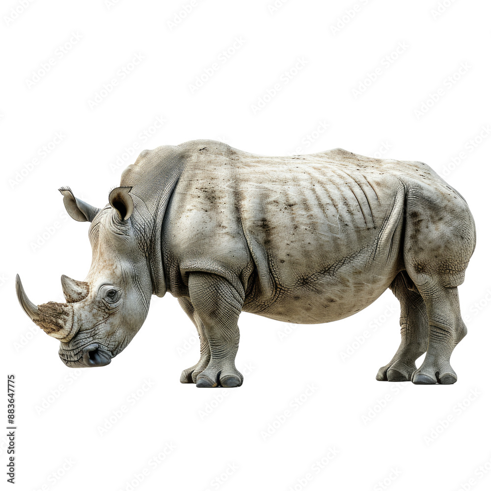 Fototapeta premium Rhinoceros isolated on a transparent background for web, banner, wallpaper