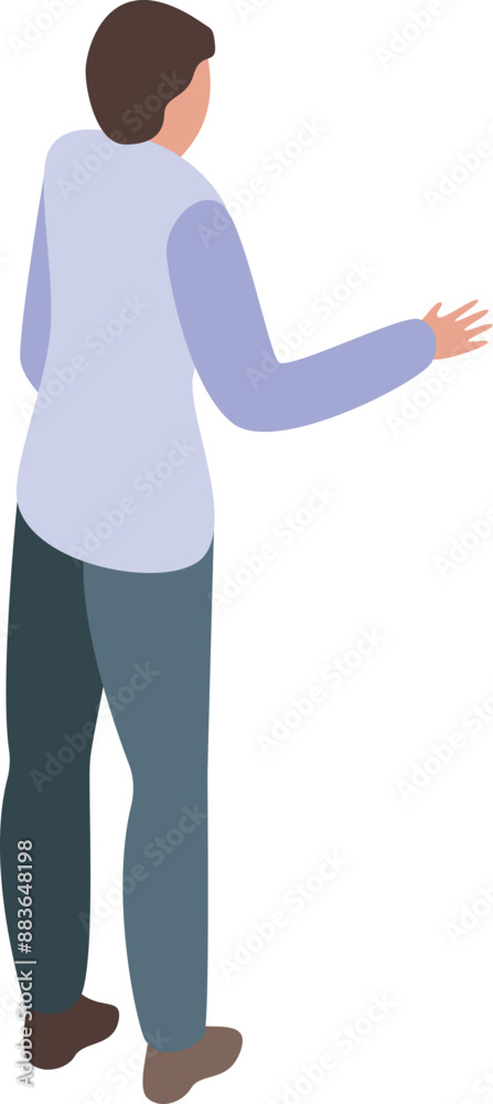 Businessman is gesturing with hand to the side Businessman is gesturing with hand to the side