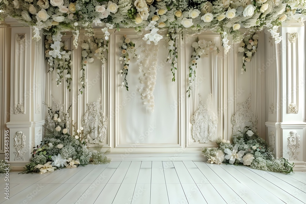 background wedding with wall floral generative AI background wedding with wall floral generative AI