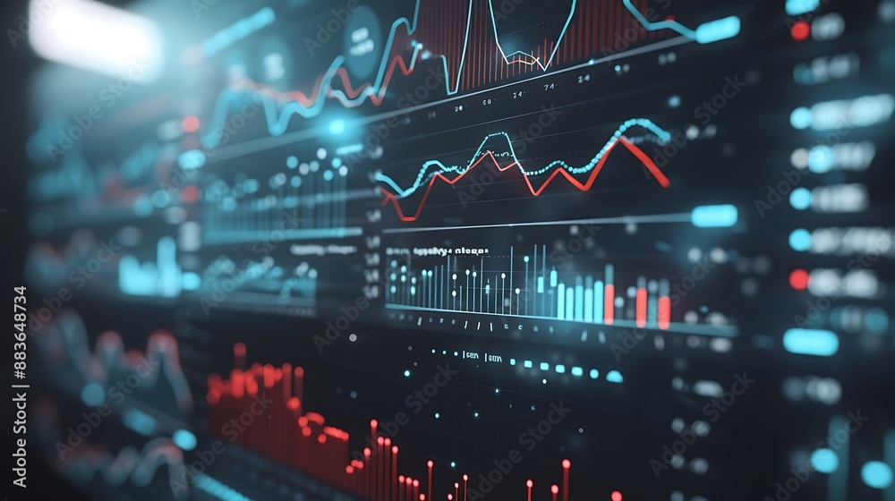 Obraz premium Data Analysis, Digital Dashboard, Stock Market