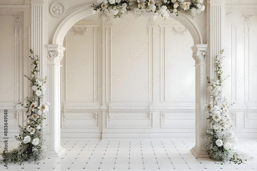 background wedding with wall floral generative AI background wedding with wall floral generative AI