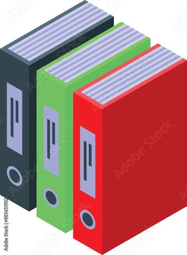 Three office binders standing up in a row storing important documents