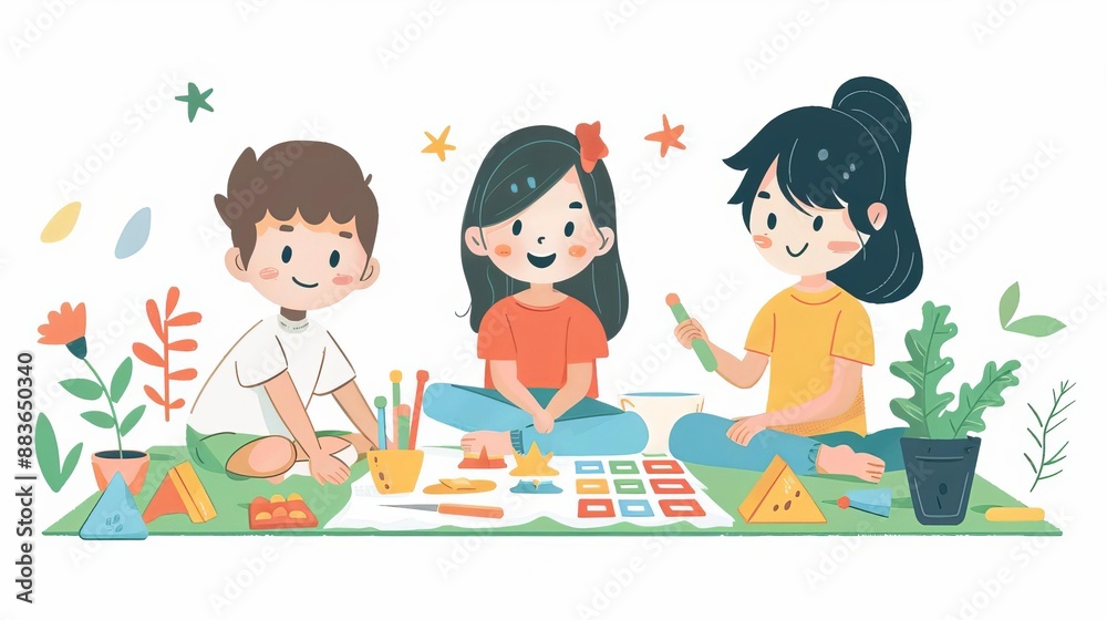 Children participating in a selfregulation activity with sensory tools, Selfregulation, Calm learning environment Children participating in a selfregulation activity with sensory tools, Selfregulation, Calm learning environment