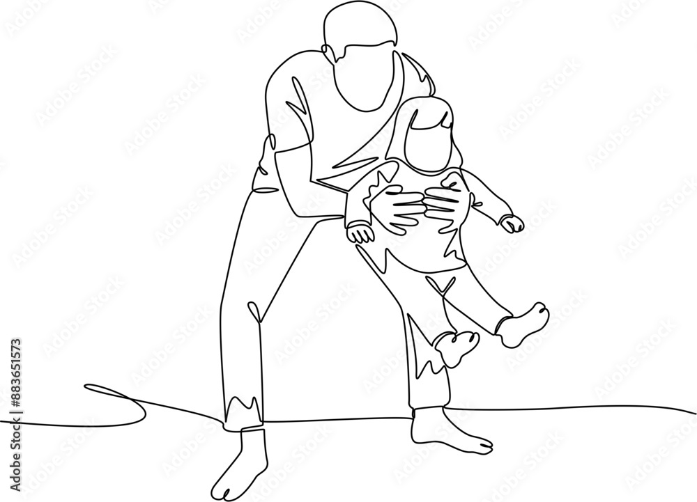 Father and daughter one line art illustration Father and daughter one line art illustration