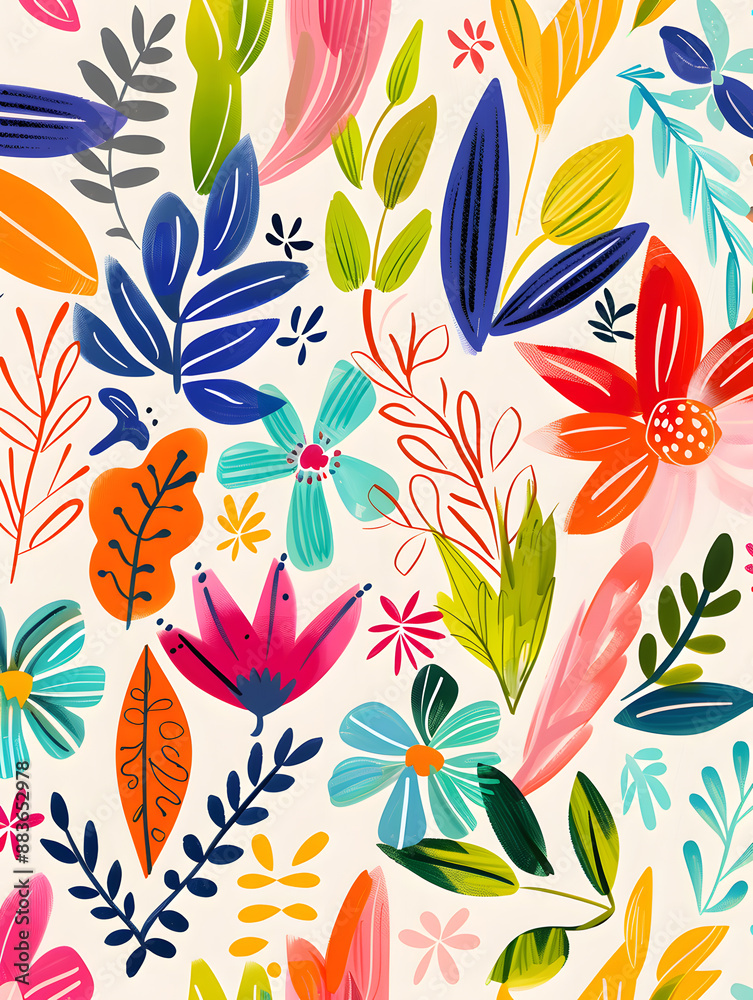 2D flower and leaf cards in various styles 2D flower and leaf cards in various styles