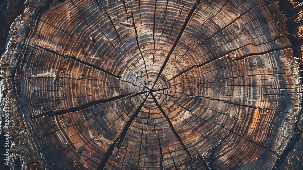 surface a felled tree trunk background wood texture of annual rings and cracks : Generative AI surface a felled tree trunk background wood texture of annual rings and cracks : Generative AI