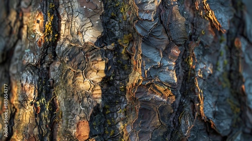 Tree bark Closeup Texture Weathered Nature Natural patterns Tree trunk Closeup photography Natural beauty : Generative AI photo