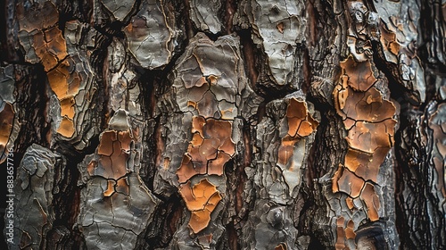 Tree bark Closeup Texture Weathered Nature Natural patterns Tree trunk Closeup photography Natural beauty : Generative AI photo