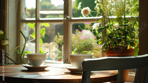 Two Cups of Tea by the Window.