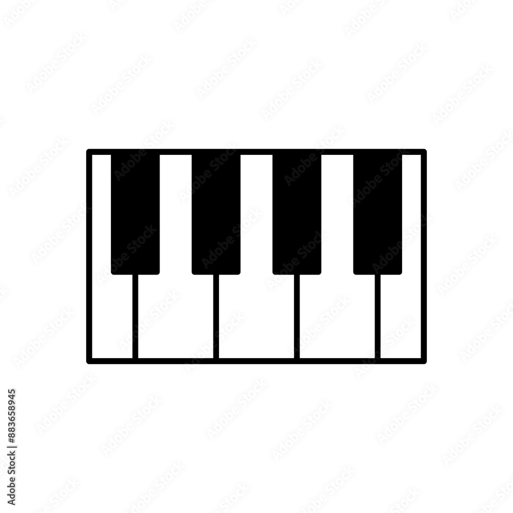 Naklejka premium Piano keys icon vector, Keyboard music symbol flat black trendy style illustration for web and app on white background..eps