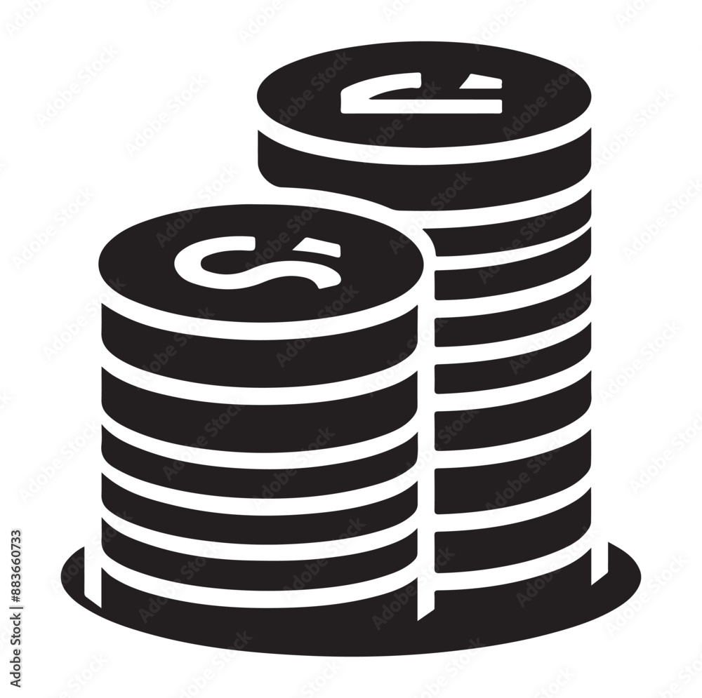 Minimal Stack of coin money icon symbol silhouette Minimal Stack of coin money icon symbol silhouette