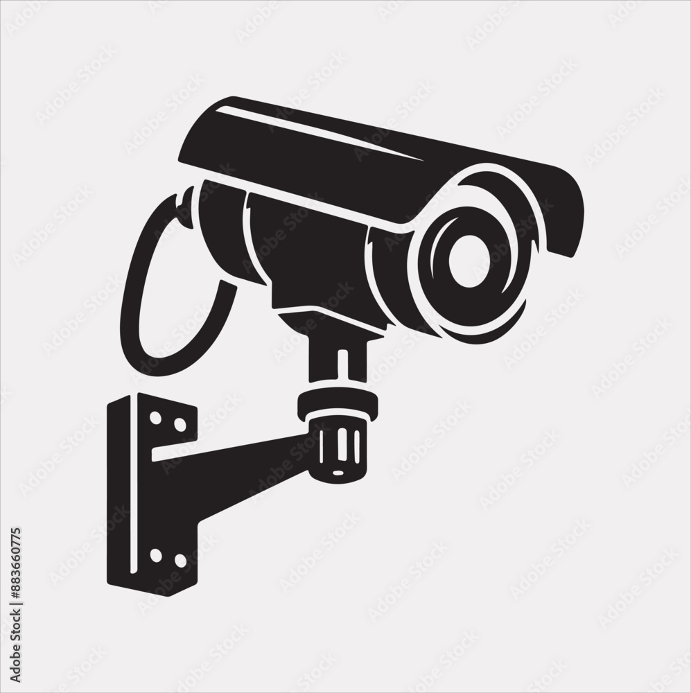 cctv vector silhouette on white background