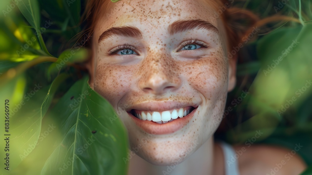 Natural woman with toothy smile and freckles. Natural woman with toothy smile and freckles.