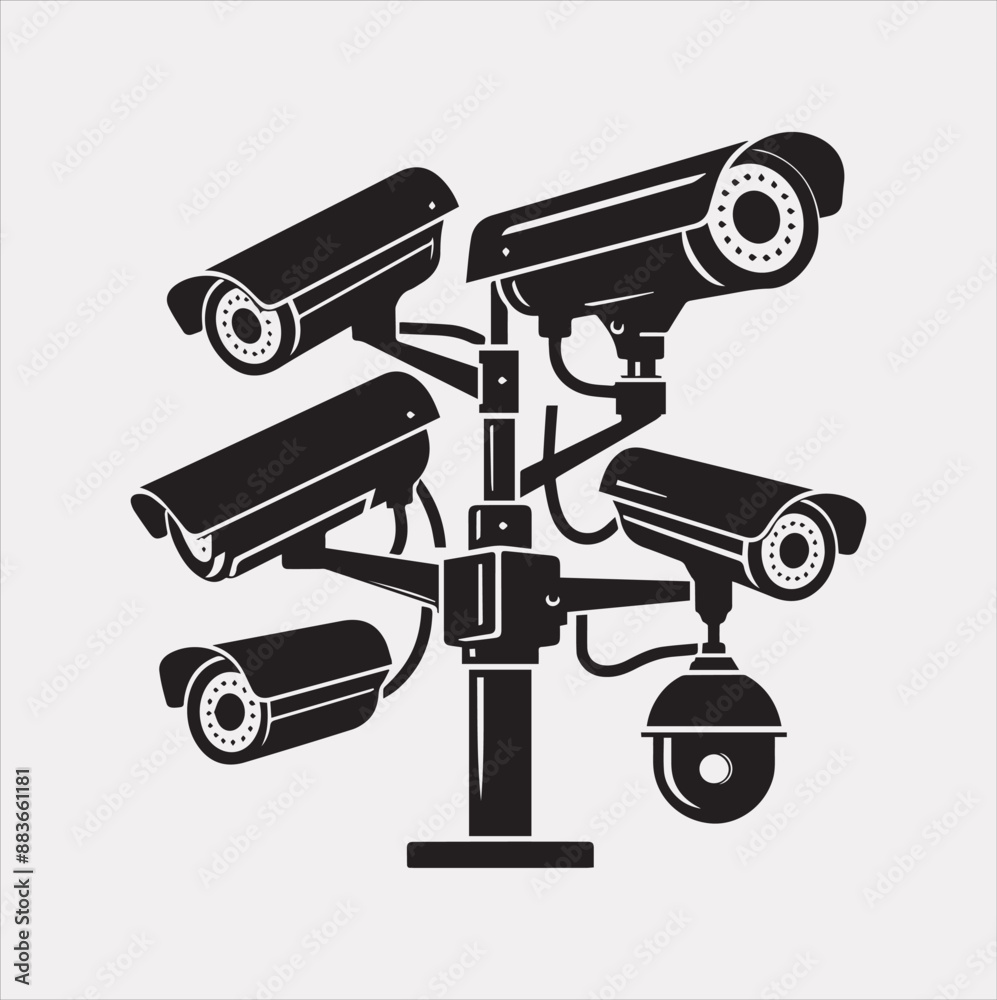 cctv vector silhouette on white background cctv vector silhouette on white background