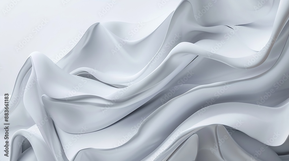Abstract white gray background with wavy smooth lines flowing on it : Generative AI Abstract white gray background with wavy smooth lines flowing on it : Generative AI