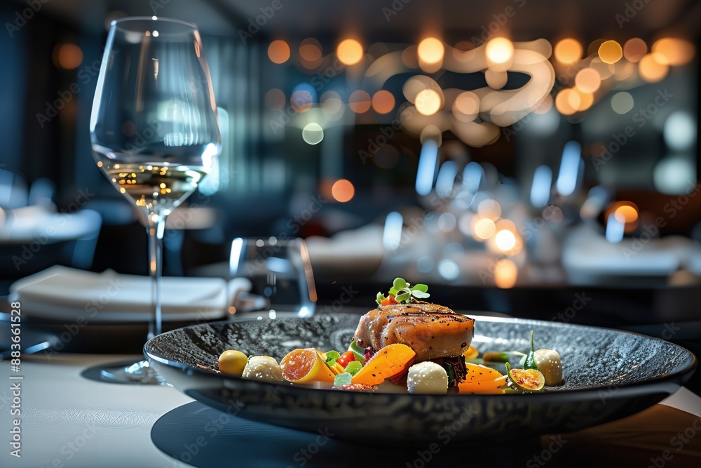 a plate of food and a glass of wine on a table a plate of food and a glass of wine on a table