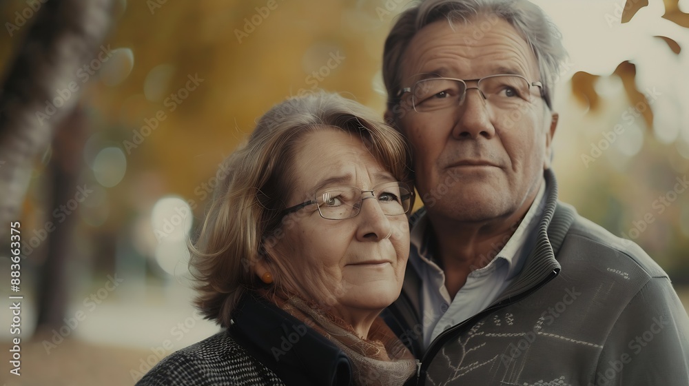 Portrait of a beautiful senior couple in the public park Early retirement : Generative AI Portrait of a beautiful senior couple in the public park Early retirement : Generative AI