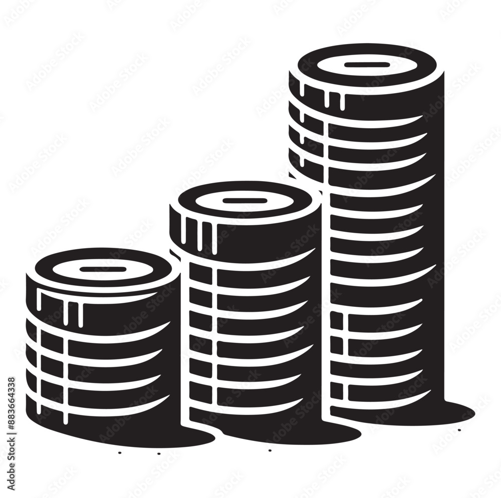 Minimal Stack of coin money icon symbol silhouette Minimal Stack of coin money icon symbol silhouette