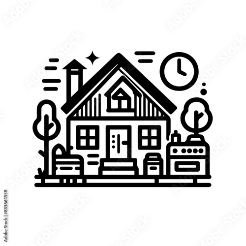 Linear architectural outline house. vector illustration.