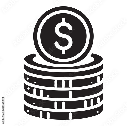 Minimal Stack of coin money icon symbol silhouette