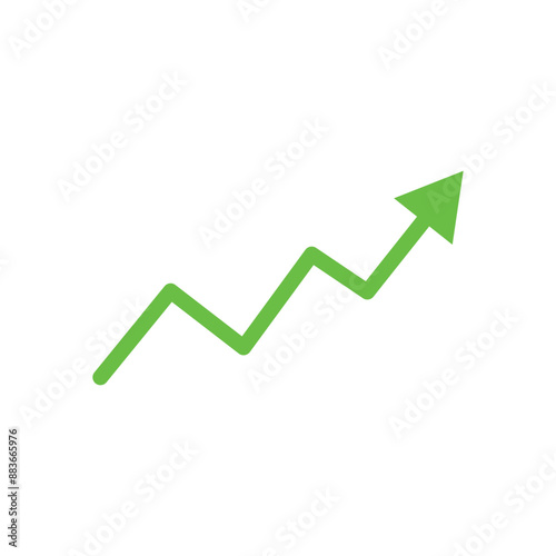 green rising arrow sign icon, business and finance concept, arrow green pointing up symbol, green direction arrow sign, progress growth and success concept vector.