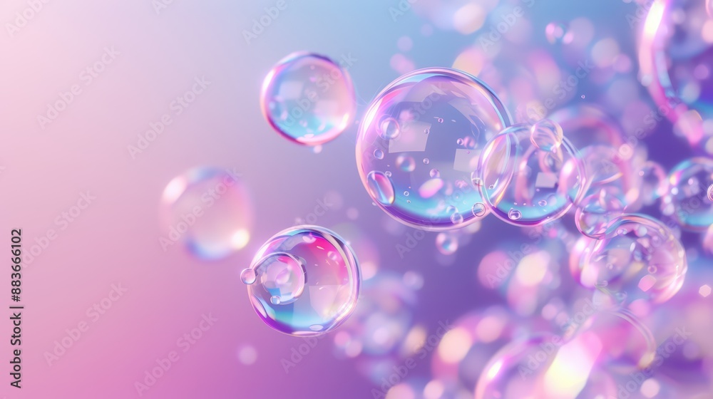 Colorful Soap Bubbles Floating Against a Soft Pastel Gradient Background Colorful Soap Bubbles Floating Against a Soft Pastel Gradient Background