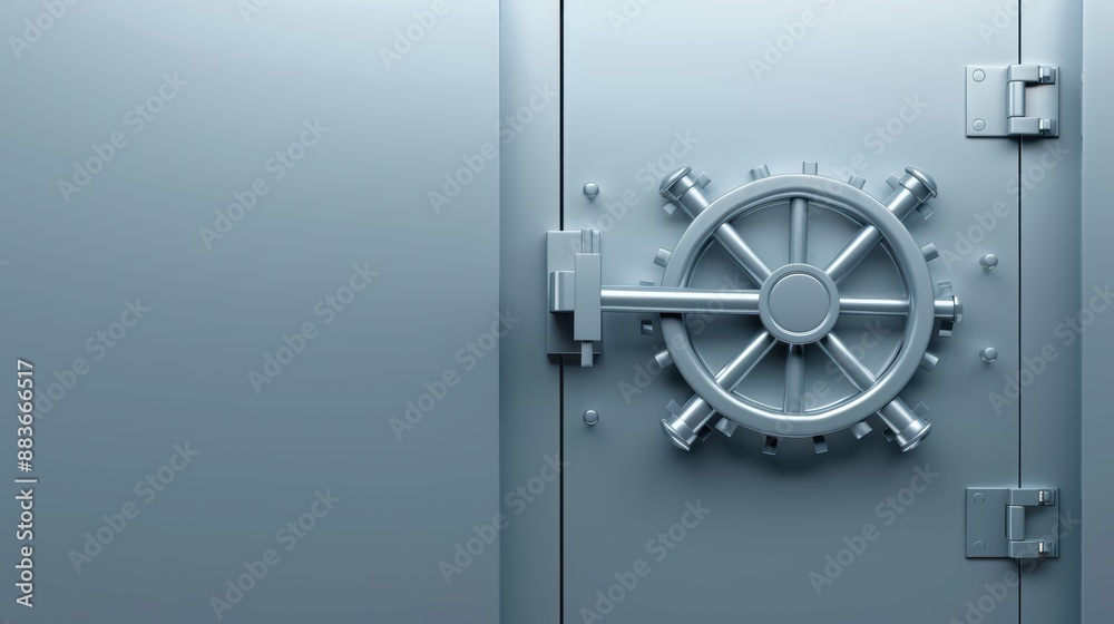 Secure Vault Door with Combination Lock in a Modern Bank Safe Room for Financial Security and Protection Secure Vault Door with Combination Lock in a Modern Bank Safe Room for Financial Security and Protection
