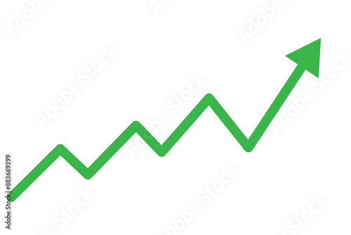 Graph going Up and Down sign with green and red arrows vector. Flat design vector illustration concept of sales bar chart symbol icon with arrow moving down and sales bar chart with arrow moving up.