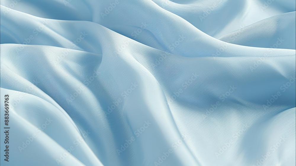Obraz premium Light blue silk fabric with gentle waves and soft folds