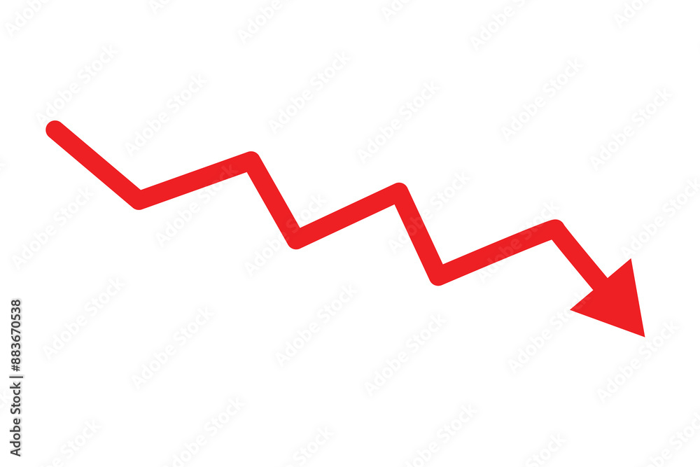 red arrow business graph going down represent loss. red arrow graph chart downtrend symbol. red Decline arrow vector. red arrow business graph going down represent loss. red arrow graph chart downtrend symbol. red Decline arrow vector.