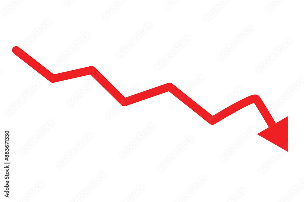 red arrow business graph going down represent loss. red arrow graph chart downtrend symbol. red Decline arrow vector. red arrow business graph going down represent loss. red arrow graph chart downtrend symbol. red Decline arrow vector.