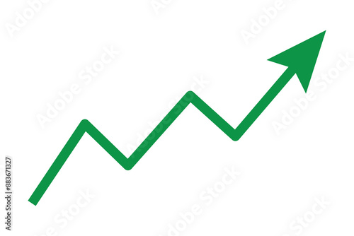 Graph going Up and Down sign with green and red arrows vector. Flat design vector illustration concept of sales bar chart symbol icon with arrow moving down and sales bar chart with arrow moving up.