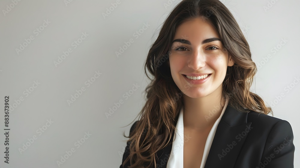 Perfect business lady. Beautiful young businesswoman looking at camera with smile while standing against white background. Perfect business lady. Beautiful young businesswoman looking at camera with smile while standing against white background.