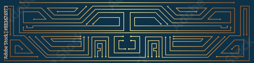 beautiful golden lines geometric shapes background electronic circuit on a dark background navy blue ram